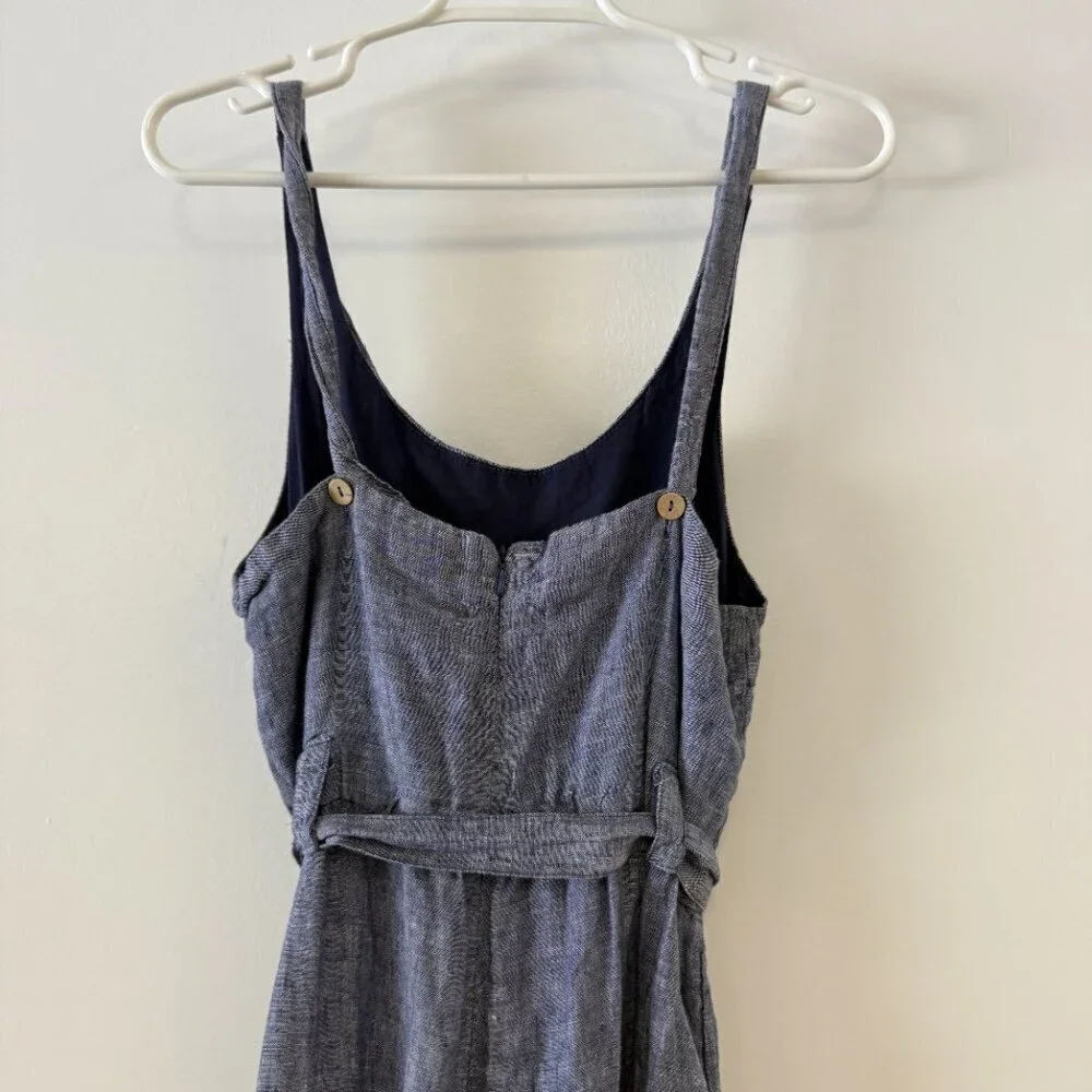 Rachel Zoe Blue Linen Wide Leg Jumpsuit - Picture 7 of 11